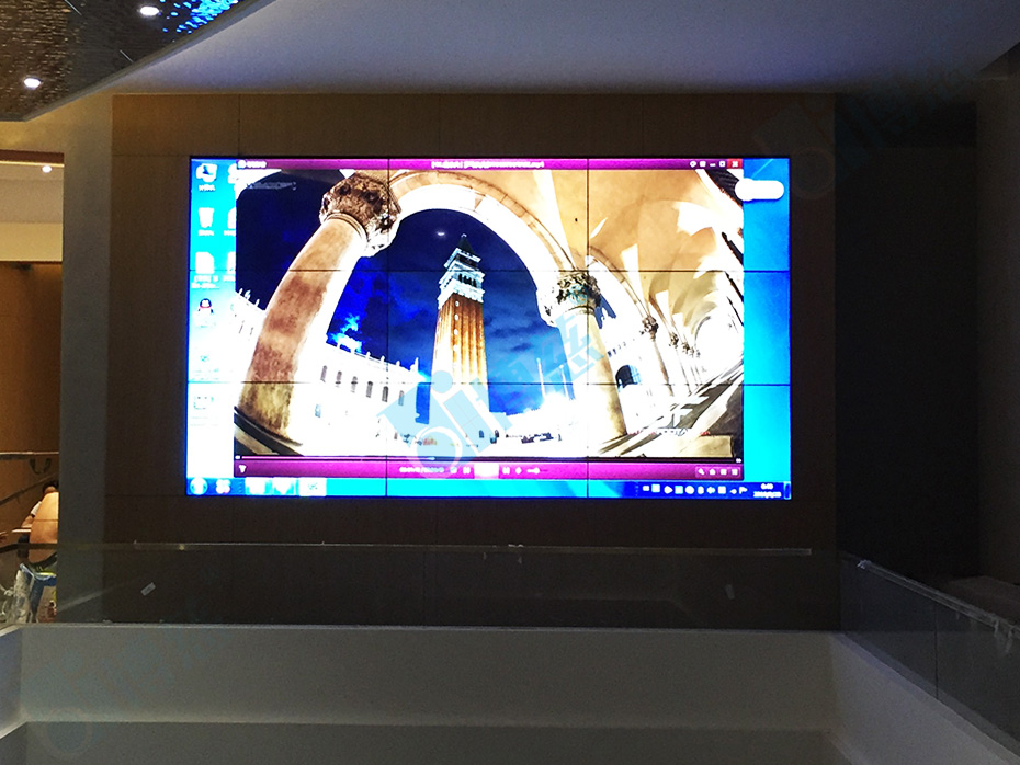 两套3×3拼接的液晶拼接屏电视墙打造浙江杭州凯豪大酒店展示系统平台