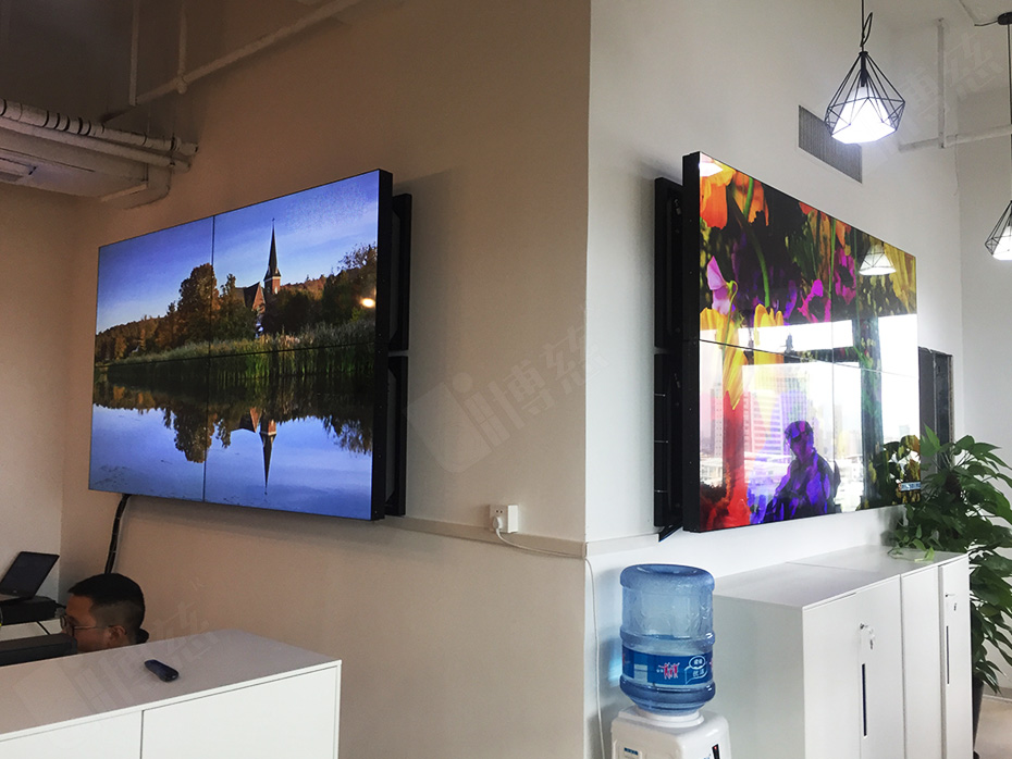 LG3.5mm49寸液晶拼接屏打造上海网络科技股份有限公司两套2×2拼接的展示系统平台