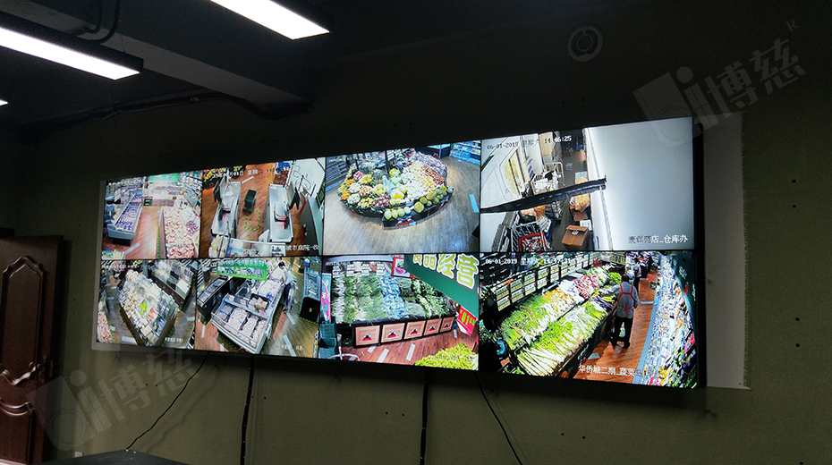 17台三星3.5mm46寸液晶拼接屏入驻安徽合肥生鲜连锁超市